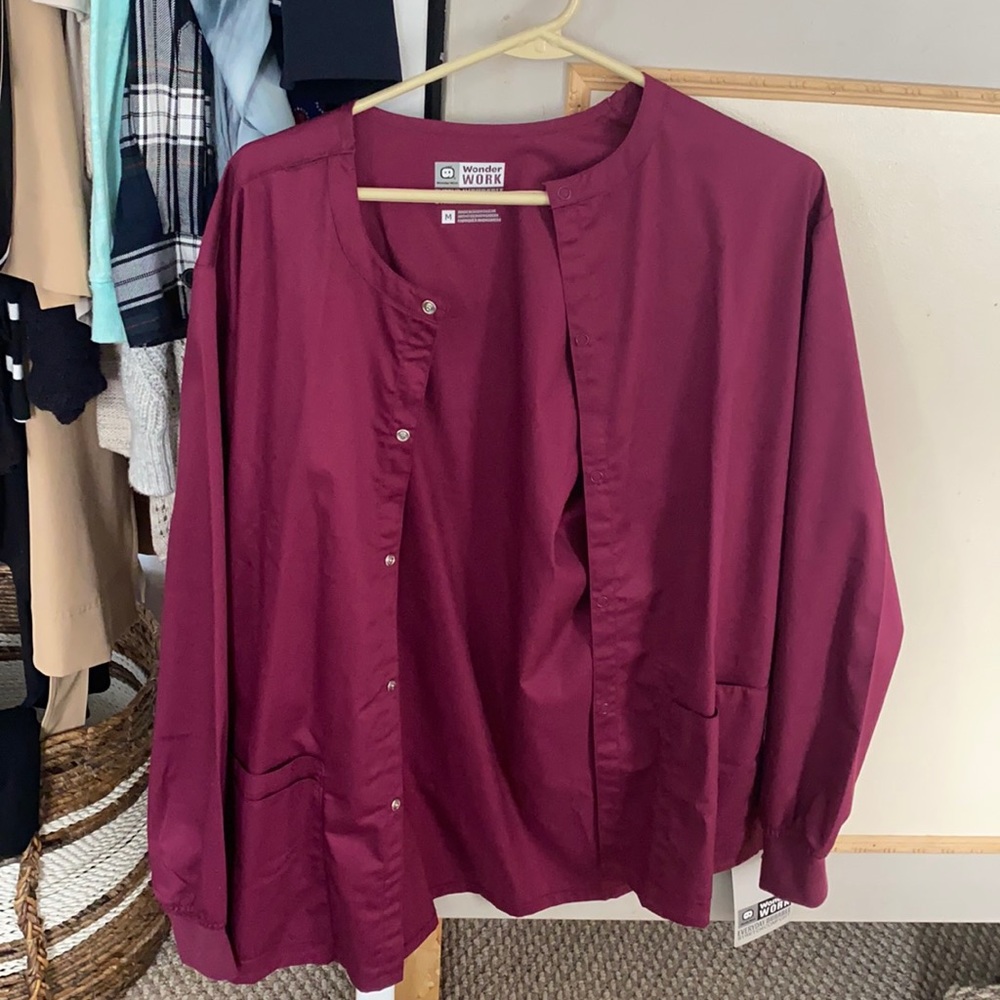 Medium Wonder Wink Wine Colored Scrub Jacket